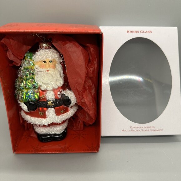 Krebs Glass Christmas Ornament, Santa in Box, European Inspired - Picture 8 of 8